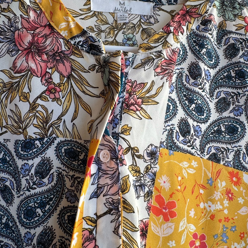 Patchwork Multicolor Floral Blouse - image 4